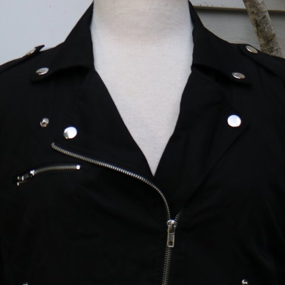 DEX for Anthropologie Black Tencel Lightweight Moto Motorcycle Jacket Sz LARGE - Picture 2 of 7